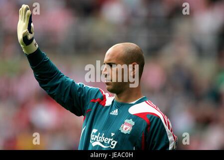 JOSE REINA Liverpool FC STADIO DELLA LUCE SUNDERLAND INGHILTERRA 25 Agosto 2007 Foto Stock