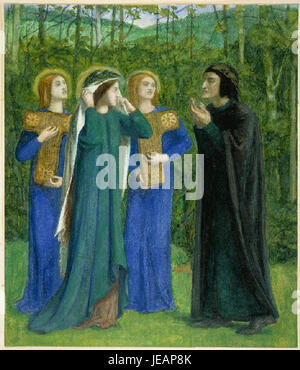 Dante Gabriel Rossetti - L'incontro di Dante e Beatrice in paradiso (1853) Foto Stock