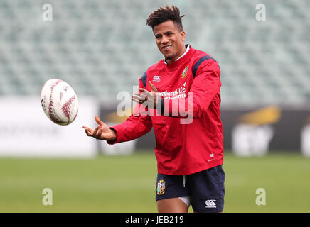 Inglesi e irlandesi Lions Anthony Watson durante la sessione di formazione presso la QBE Stadium, Auckland. Foto Stock