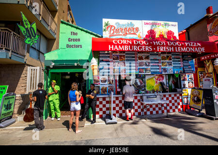 Il verde dei Medici, la marijuana medica dispensario, Seaside hamburger, fast food, eatery, la Spiaggia di Venice, Venezia, Los Angeles, California Foto Stock