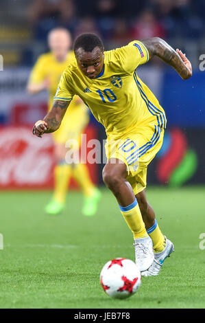 Carlos Strandberg durante UEFA Europei Under-21 match tra la Slovacchia e della Svezia a Arena Lublino su Giugno 22, 2017 a Lublin, Polonia. (Foto di MB Media) Foto Stock