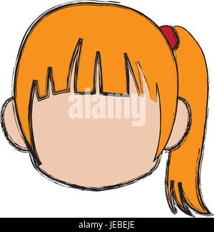 Chibi anime girl avatar predefinito contorno Illustrazione Vettoriale