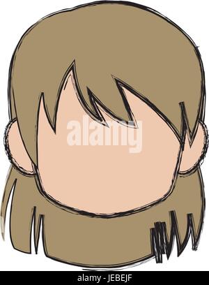 Chibi anime girl avatar predefinito contorno Illustrazione Vettoriale