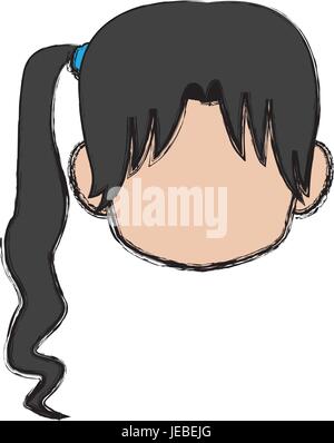 Chibi anime girl avatar predefinito contorno Illustrazione Vettoriale