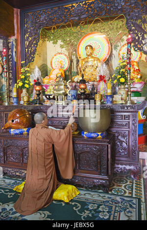 Il Vietnam, Hoi, Phap Bao, Taoistischer tempio, sacerdote, recite, Foto Stock