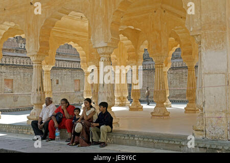 India Rajasthan, Jaipur, fort ambergris, famiglia fa il resto, Foto Stock