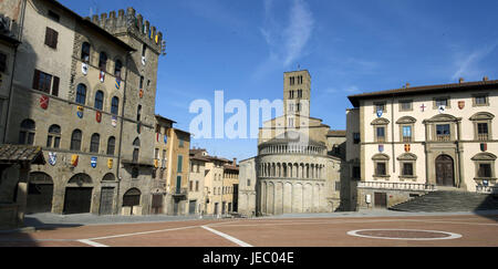 L'Italia, Toscana, Arezzo, Piazza grandee, la chiesa di Santa Maria della Pieve, Foto Stock