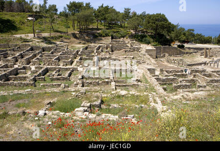 La Grecia, Rodi, Kamiros, antichi scavi, Alt-Kamiros, antichità, rovina, rimane, nessuno, turismo, luogo di interesse, antichità, scavi, Alt-Kamiros, tempio allegato, Foto Stock