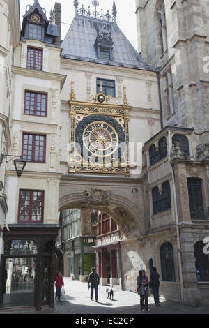 Francia, Normandia, Rouen, Le gross Horloge, il grande orologio, Foto Stock