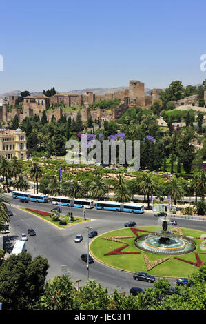 Spagna, Malaga, Alcazaba e Plaza del General Torrijos, Foto Stock