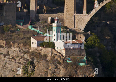 Sidi M'cid Brücke con il Marabutto di Sidi Rached, Costantino, Algeria, Africa Foto Stock