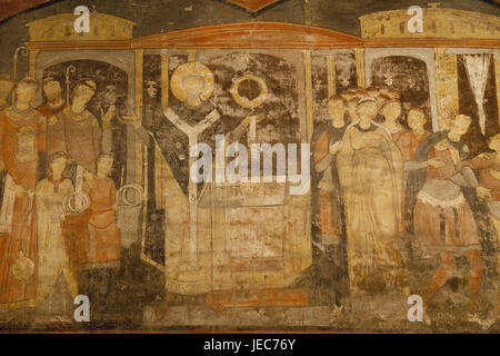 Italia, Roma, Basilica di San Clemente, affreschi del IX secolo, la rappresentazione della vita di Cristo, Foto Stock