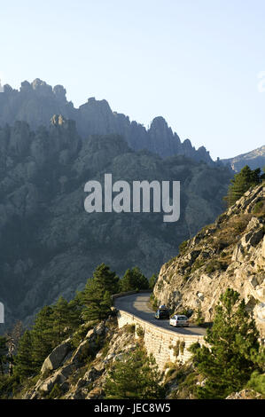 Francia, Corsica, Col de Bavella, strada di montagna, Foto Stock