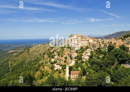 Francia, Corsica Balagne Speloncato, vista locale, Foto Stock