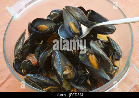 Impepata di cozze cotte al vapore o impepata di cozze Foto Stock