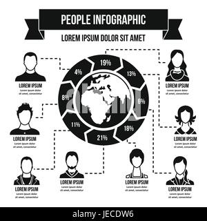 Persone ed infografico concetto, stile semplice Illustrazione Vettoriale