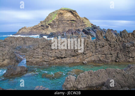 Formazioni di bile sulla costa Porto Moniz, Madera, Foto Stock