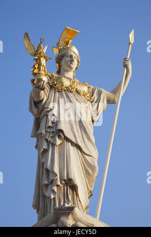 Austria, Vienna, il palazzo del parlamento, Pallas Athene statua, Foto Stock