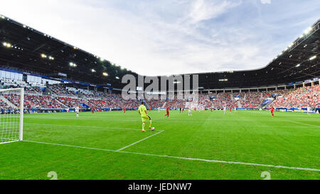 TYCHY, Polonia - 21 giugno 2017: LA UEFA Europei Under-21 gara di Campionato gruppo C tra Repubblica Ceca - Italia 3:1. Vista aerea dello stadio. Foto Stock