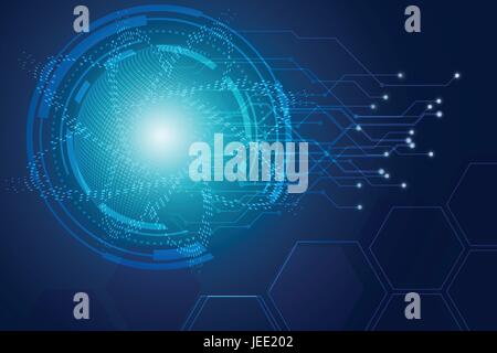 Abstract tecnologia hitech sfondo con esagoni Illustrazione Vettoriale