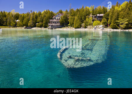 Canada Ontario, salamoia Huron, grande vasca Harbour, acqua, nave relitto 'sweepstakes', Foto Stock
