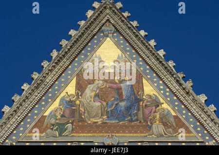 L'Italia, l'Umbria, Orvieto, cattedrale, facciata ovest, dettaglio gable, Foto Stock