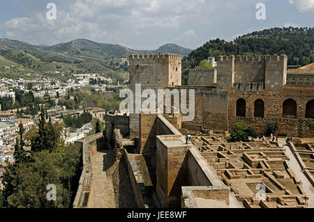 Alhambra, visualizzare parte della città di Albayzin, Granada, Andalusia, Spagna Foto Stock