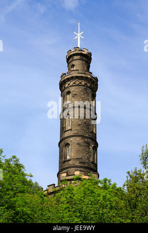 Il Monumento Nelson su Calton Hill, Edimburgo, Scozia. Foto Stock