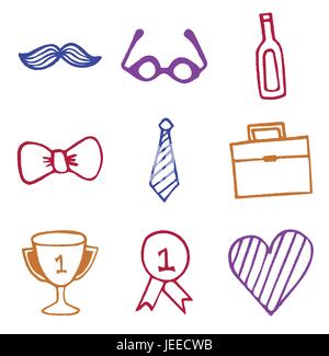 Set di vettore di simboli che rappresenta il numero di un papà Illustrazione Vettoriale