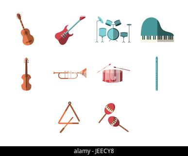 Vector set di strumenti musicali Illustrazione Vettoriale