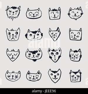 Vector icon set di gatti Illustrazione Vettoriale