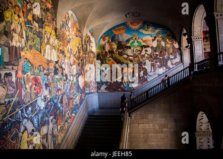 Diego Rivera la monumentale scalinata murale, Palazzo Nazionale, Palacio Nacional, Città del Messico, Messico Foto Stock