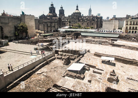 Templo Mayor, Aztec Ruins in Città del Messico, Messico Foto Stock