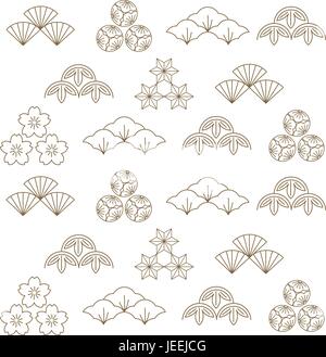 Icona giapponese vettore. illustrazione del Giappone. Arte del pattern style in oro. Illustrazione Vettoriale