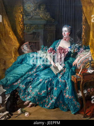 Madame de Pompadour. Ritratto di Jeanne Antoinette Poisson, Marquise de Pompadour (1721-1764) da Francois Boucher, olio su tela, 1756. Madame de Pompadour era un membro della corte francese e il funzionario capo amante di Luigi XV dal 1745 al 1751. Foto Stock