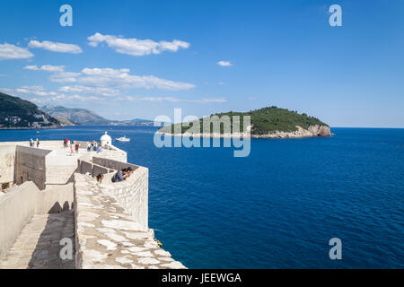 Dubrovnik vista panoramica sulle mura della città Foto Stock