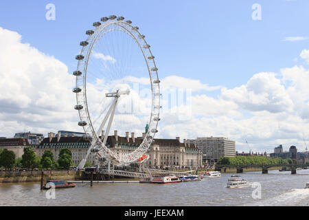 Il London Eye a Londra il South Bank. Foto Stock