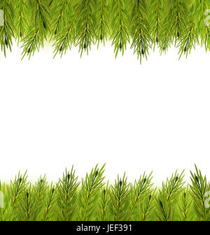 Illustrazione telaio di Natale realizzata in Abete rami, copiare lo spazio per il tuo testo - Foto Stock
