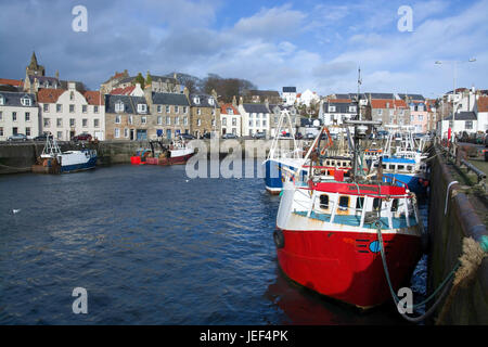 Pittemweem, porto sulla costa est della Scozia, Inghilterra, nel febbraio., Hafen an der Ostküste Schottlands, im Februar. Foto Stock