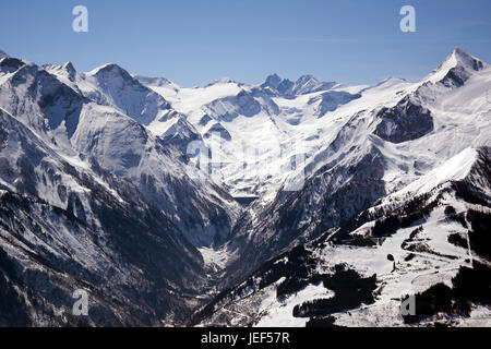 Serbatoio esecuzione del capo, accettato in aprile del Schmittenh?egli., Stausee Kaprun, aufgenommen im aprile von der Schmittenhöhe. Foto Stock