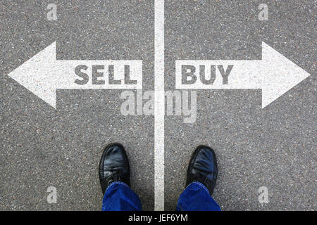 Vendere acquistare vendere acquistare beni borsa business bancario nozione importazione Foto Stock