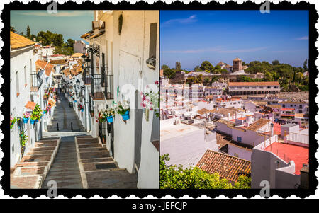 Collage di Mijas street. Incantevole villaggio bianco in Andalusia, Costa del Sol. Spagna Foto Stock