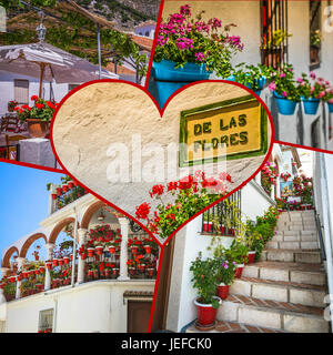 Collage di Mijas street. Incantevole villaggio bianco in Andalusia, Costa del Sol. Spagna Foto Stock