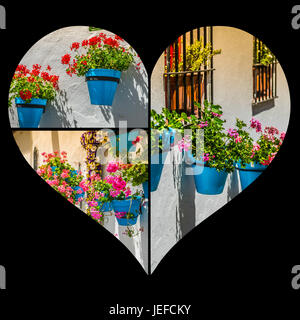 Collage di Mijas street. Incantevole villaggio bianco in Andalusia, Costa del Sol. Spagna Foto Stock