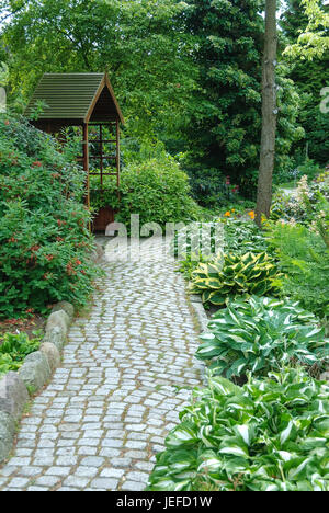 Il giardino botanico di montagna cristiana, Funkie, Hosta, Hosta modo, Botanischer Garten Christiansberg, Funkie (Hosta), Hosta-Weg Foto Stock