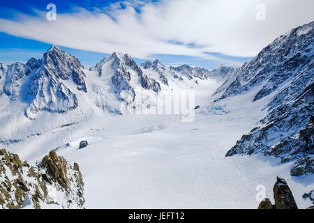 Vista sulla Aiguille de Grand Montets in inverno, Mont Blanc, argentiere, Francia Foto Stock