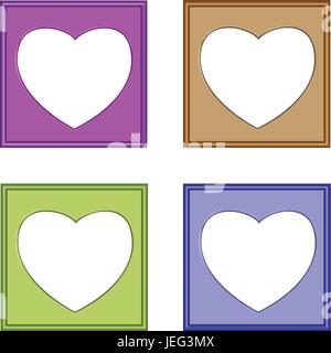 Colorato vettore 3D del cuore di cornici per immagini o galleria su sfondo bianco Illustrazione Vettoriale