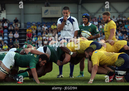 Bucarest, Romania. Il 24 giugno 2017. rugby gioco di prova tra la Romania e il Brasile, vinto dalla Romania con 56 a 5. Credito: gabriel petrescu/alamy live news Foto Stock