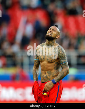 Mosca, Russia. 25 GIU, 2017. Arturo VIDAL del Cile dopo la partita tra Cile e Australia valido per il terzo round della Confederations Cup 2017, questa domenica (25), che si è tenuta presso la Spartak Stadium (Otkrytie Arena) a Mosca, in Russia. Credito: Foto Arena LTDA/Alamy Live News Foto Stock