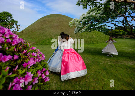 Tomba Daereungwon complesso in Gyeongju Foto Stock